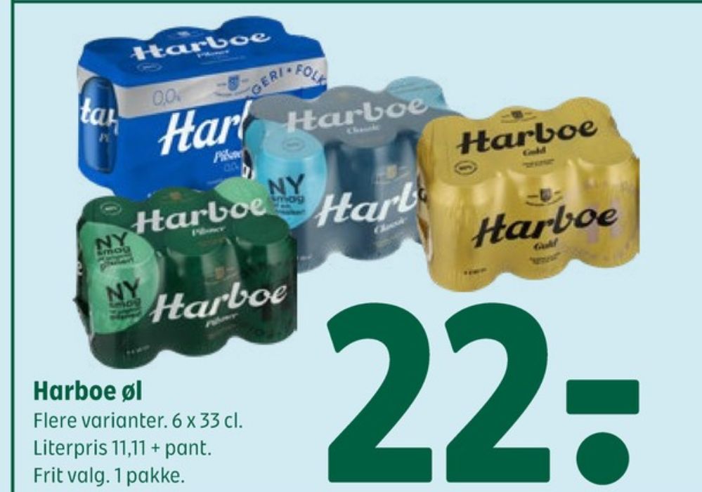 Harboe Pilsner 0,0%, Øl - Alkoholfri 6 pk.