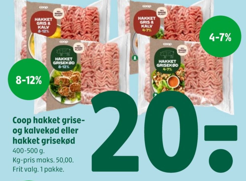 Coop, Hakket kalv og grisekød 8-12%