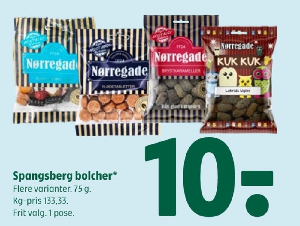 Nørregade Flødetabletter, Bolsjer