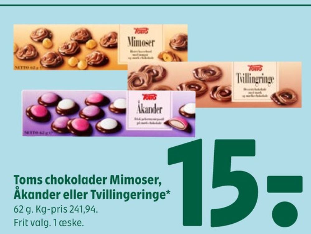 Toms Tvillingeringe, Dessertchokolade