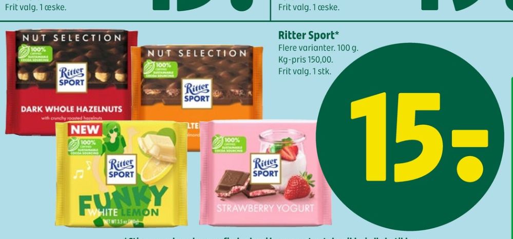 Ritter Sport, Chokoladeplade Dark Whole Hazelnuts