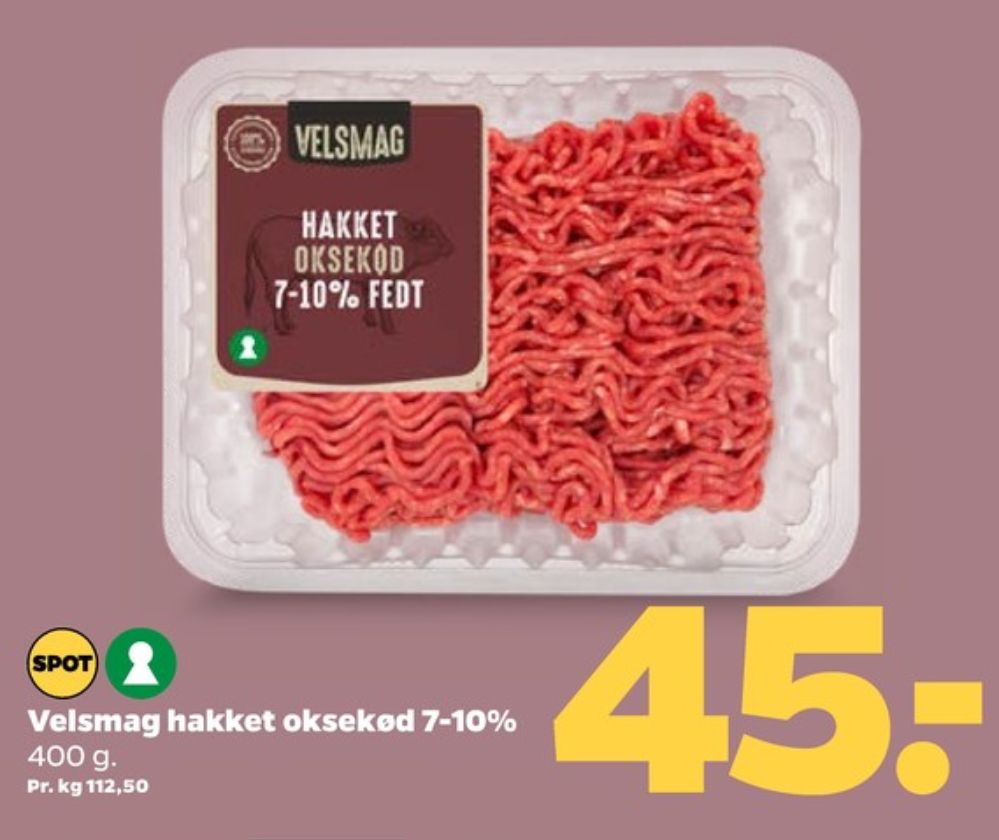 Velsmag, Hakket oksekød 7-10%