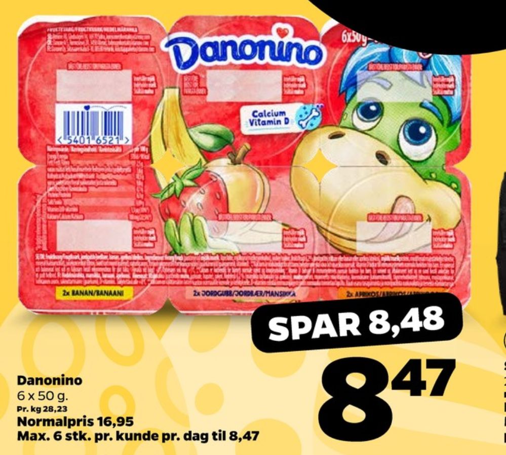 Danone Danonino, Jordbær, Banan & Abrikos yoghurt