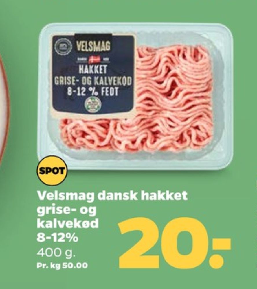 Velsmag, Hakket kalv og grisekød 8-12%