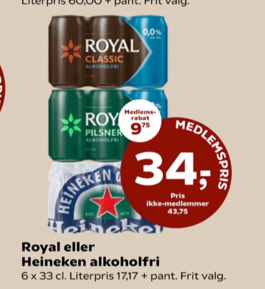 Royal 0,0 Classic, Øl - Alkoholfri 6 pk.