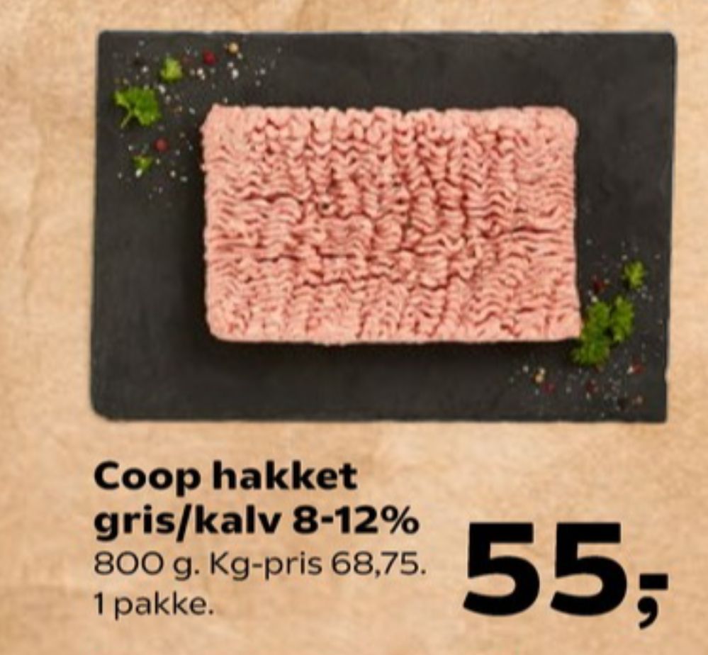 Coop, Hakket kalv og grisekød 8-12%