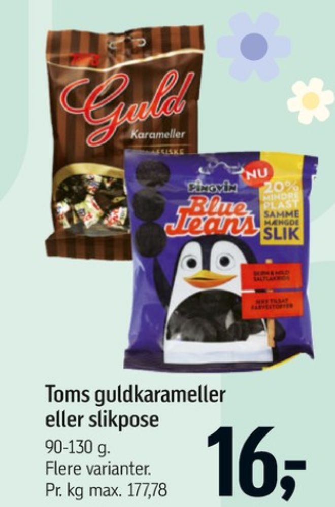 Toms Guldkarameller, Karameller