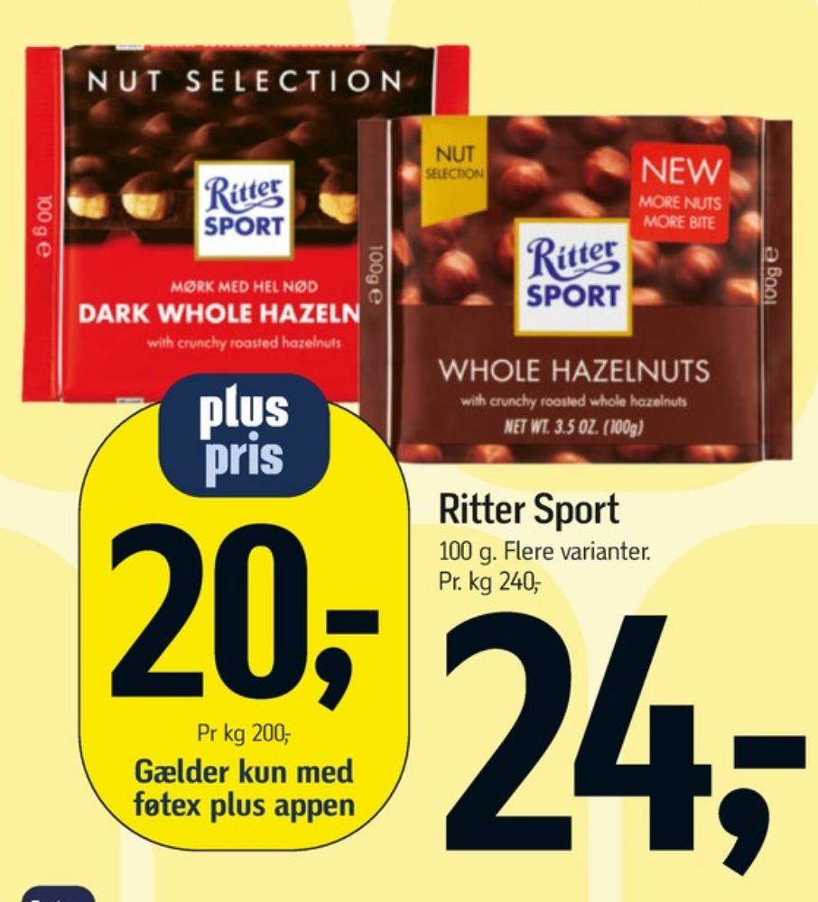 Ritter Sport, Chokoladeplade Dark Whole Hazelnuts