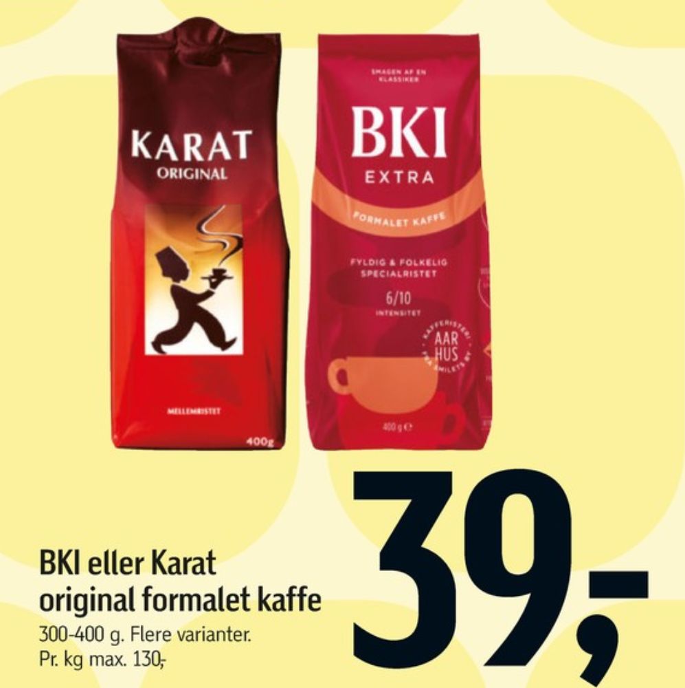 BKI Extra Specialristet, Kaffe Formalet