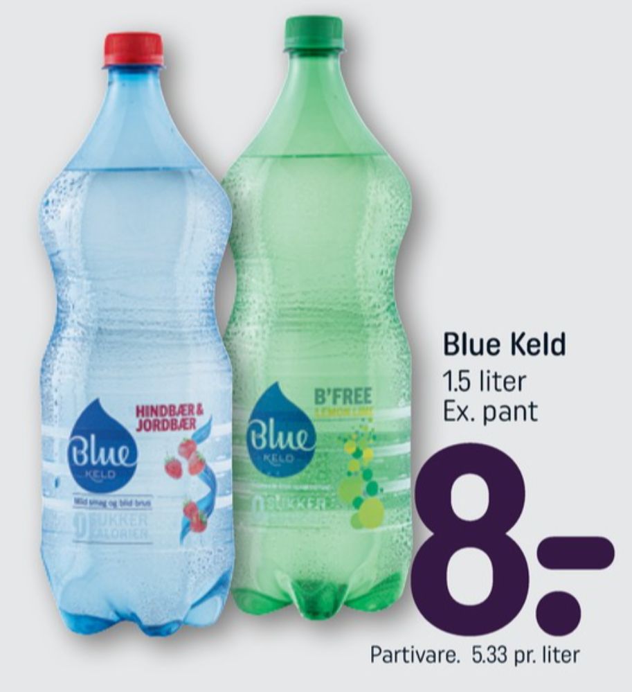 Blue Keld Hindbær & Jordbær, Mineralvand med brus, hindbær og jordbær