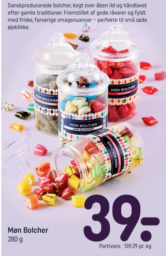 Møn Bolcher Rabarber, Bolsjer