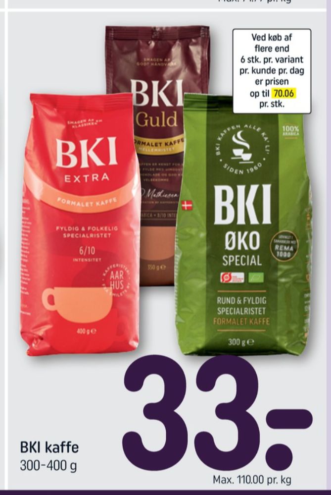 BKI Extra Specialristet, Kaffe Formalet