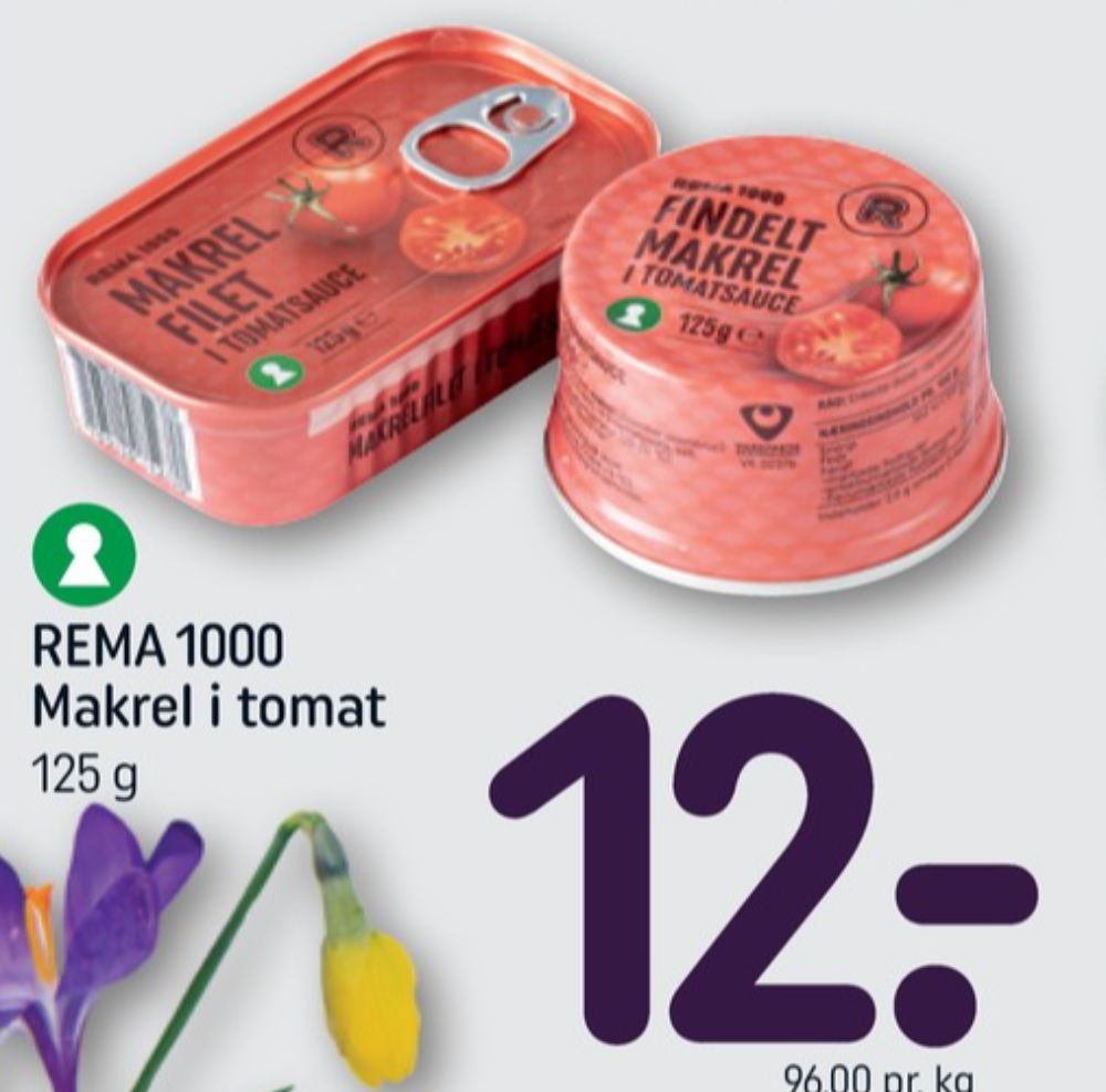Rema 1000, Findelt Makrelfilet i Tomatsauce