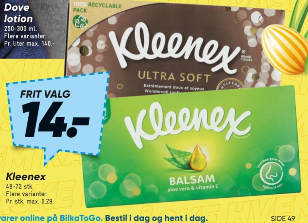 Kleenex, Lommetørklæder