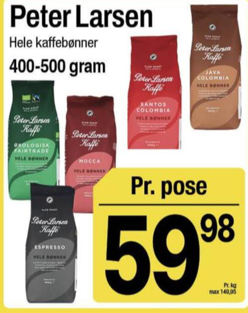 Peter Larsen Espresso, Kaffebønner