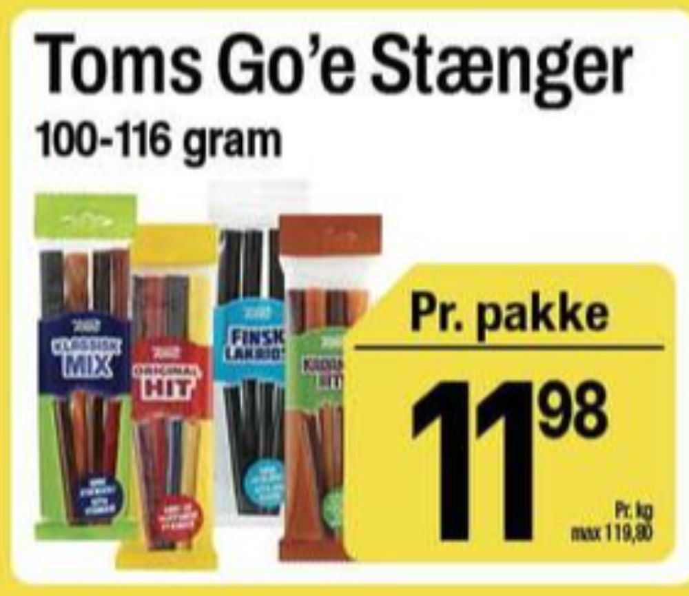 Toms Finsk Lakrids, Slikstænger