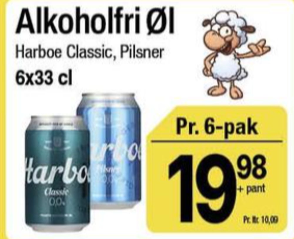 Harboe Classic 0,0%, Øl - Alkoholfri 6 pk.