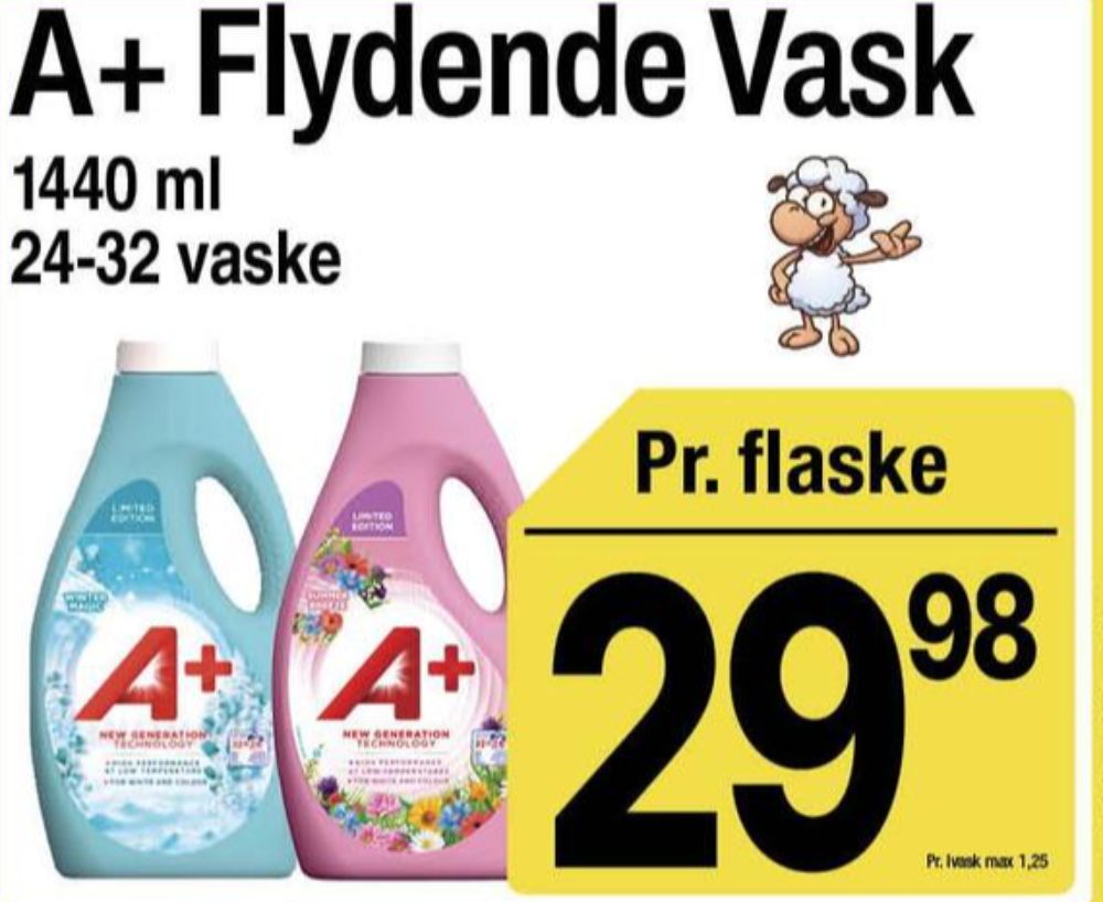 A+, Vaskemiddel-flydende