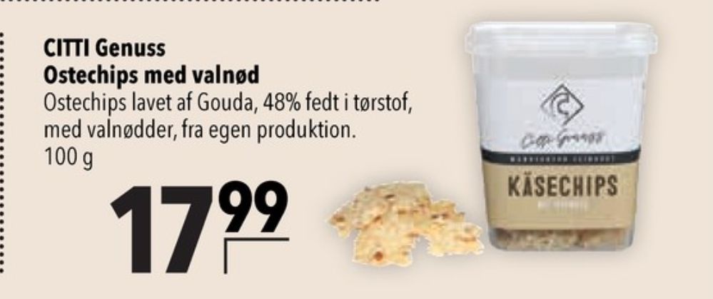Citti Genuss, Ostechips med Valnød
