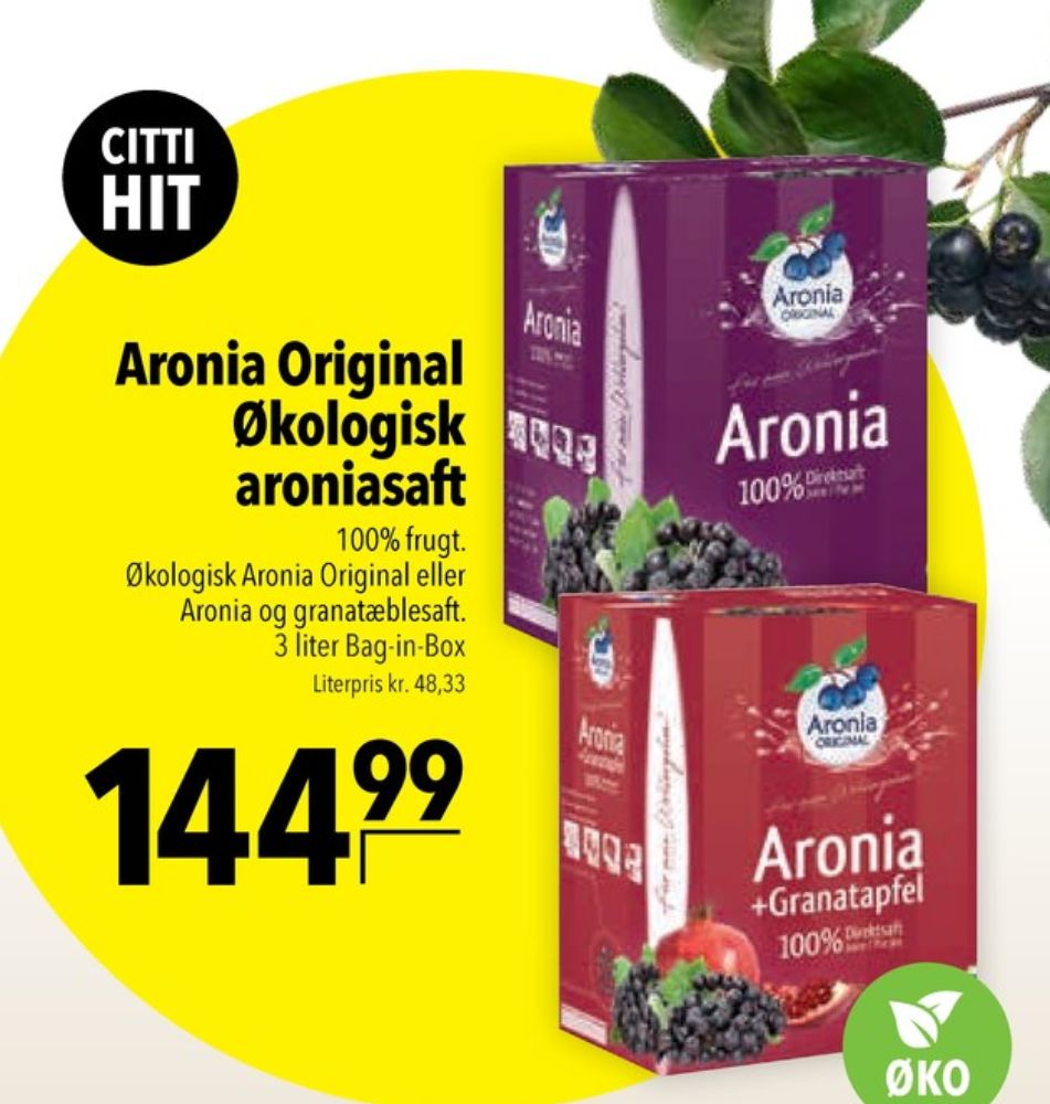 Aronia, Drikkeklar Aronia og Granatæblesaft