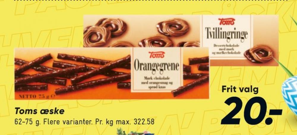 Toms Orangegrene, Dessertchokolade