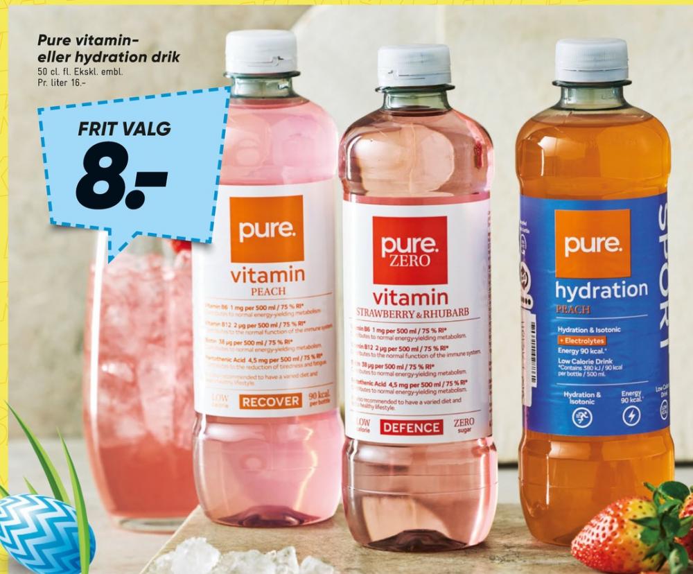 Pure Zero, Vitamindrik Strawberry & Rhubard