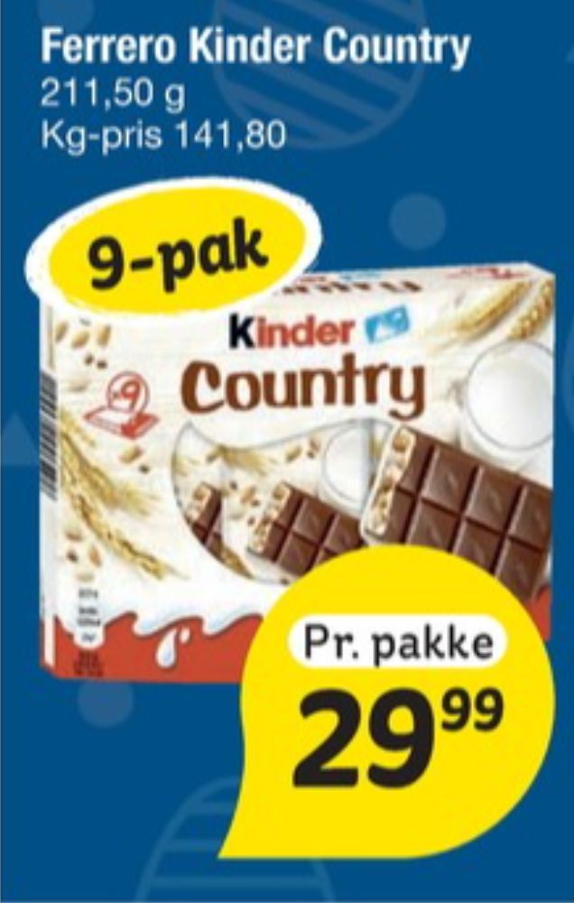 Kinder Country, Chokoladestænger