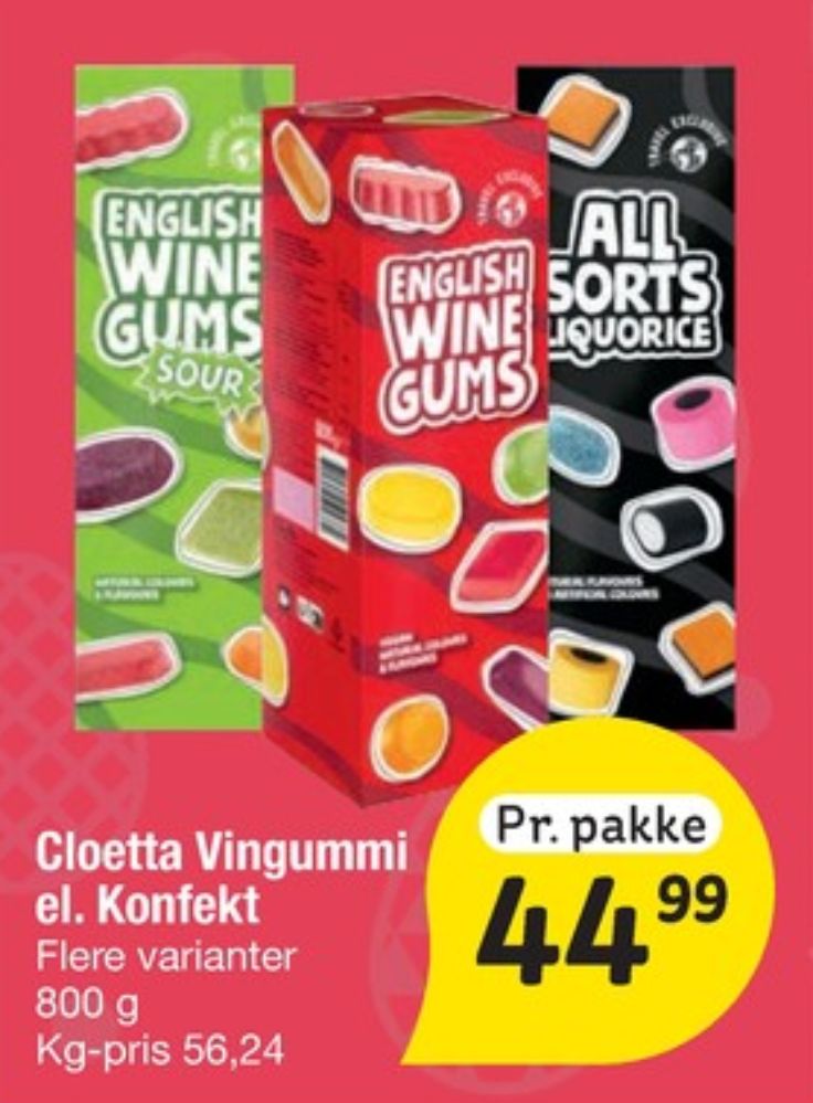 Cloetta English Winegums Sour, Slik