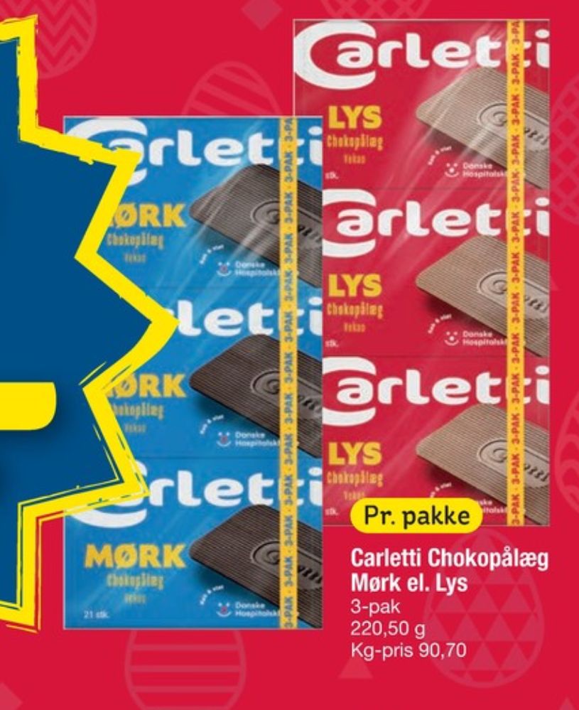 Carletti Den Mørke, Pålægschokolade Mørk