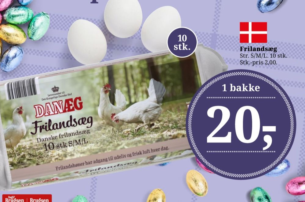 Danæg, Frilandsæg S/M/L