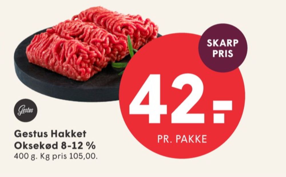 Gestus, Hakket oksekød 8-12%