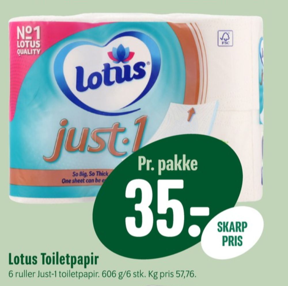 Lotus Just1, Toiletpapir