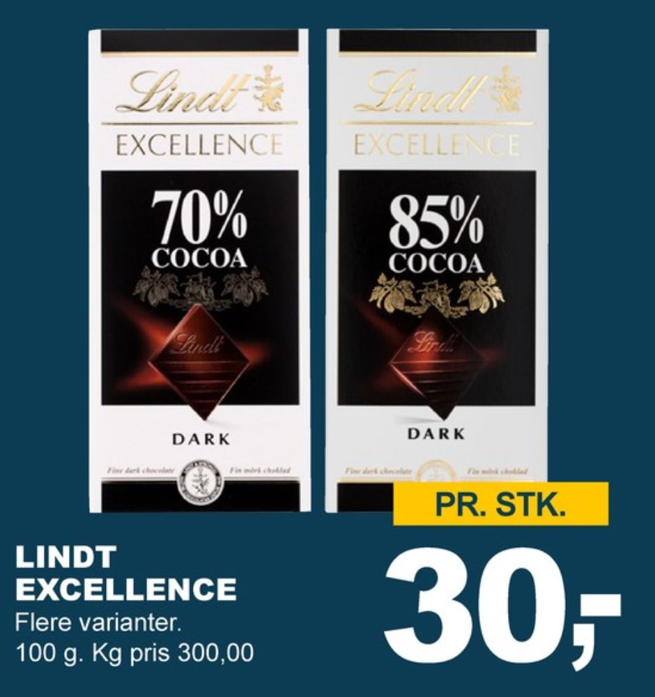 Lindt Excellence, Chokoladeplade 70 % Cocoa Dark