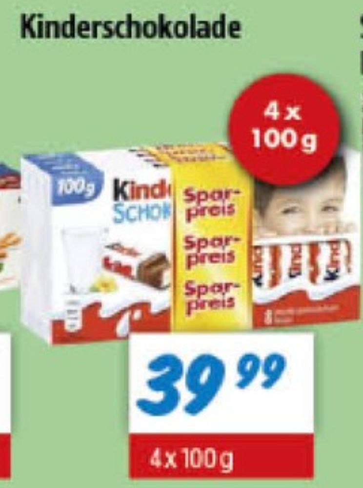 Kinder Chocolate, Chokoladestænger