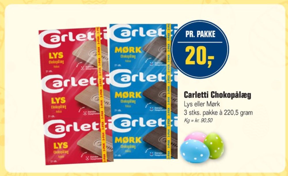 Carletti Den Mørke, Pålægschokolade Mørk