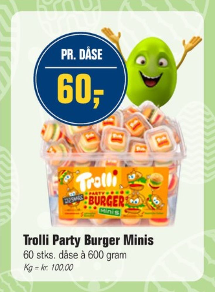 Trolli Party Burger Minis, Slikbøtter