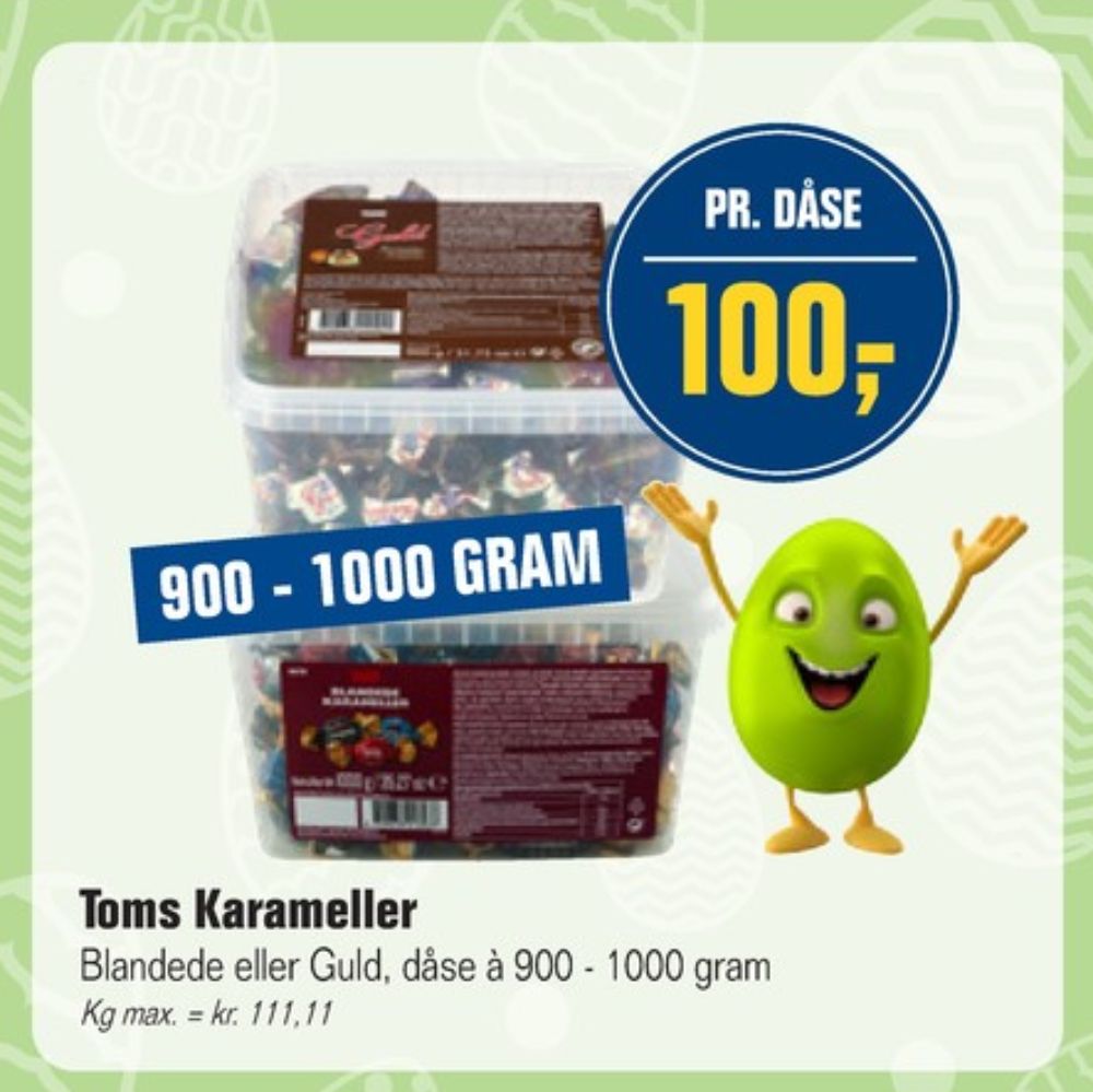 Toms Guldkarameller, Karameller