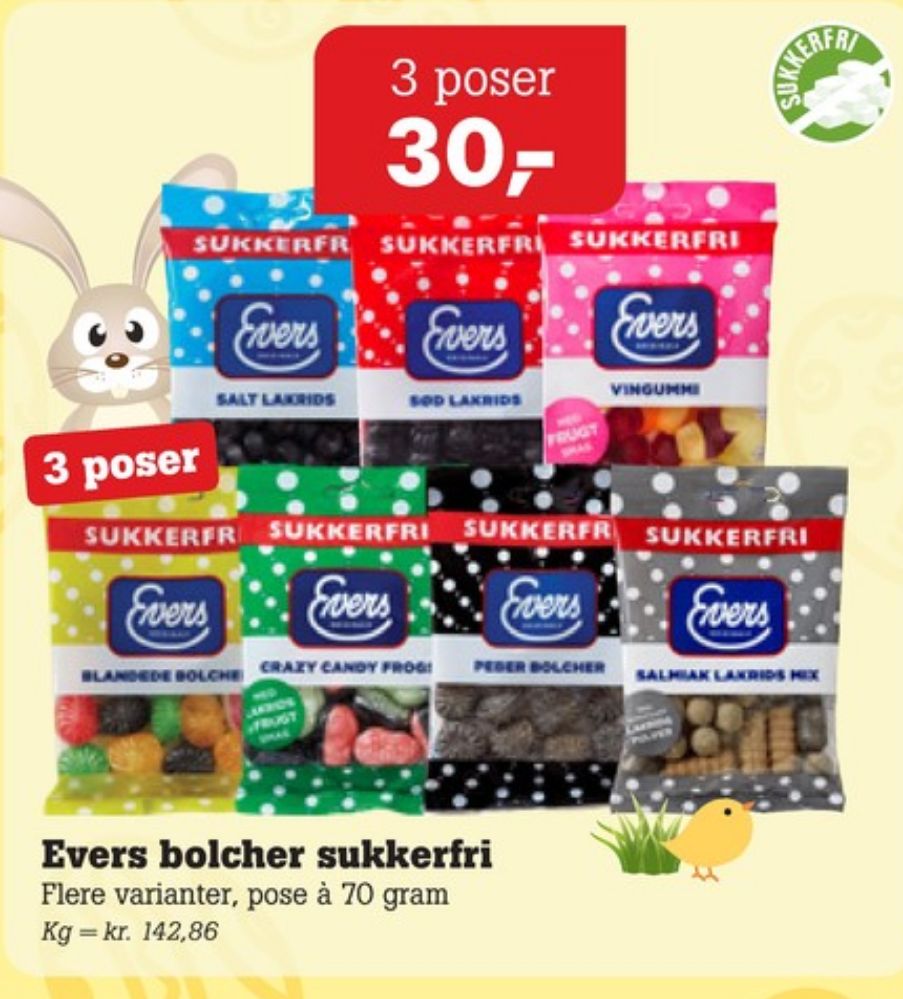 Evers Blandede Bolcher, Bolsjer