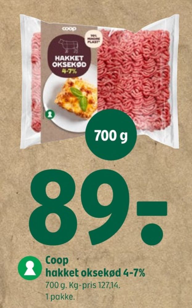 Coop, Hakket oksekød 4-7%