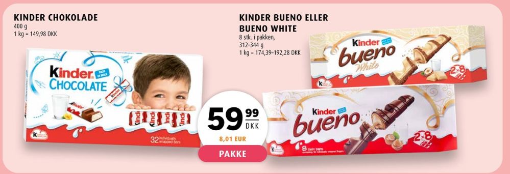Kinder Chocolate, Chokoladestænger