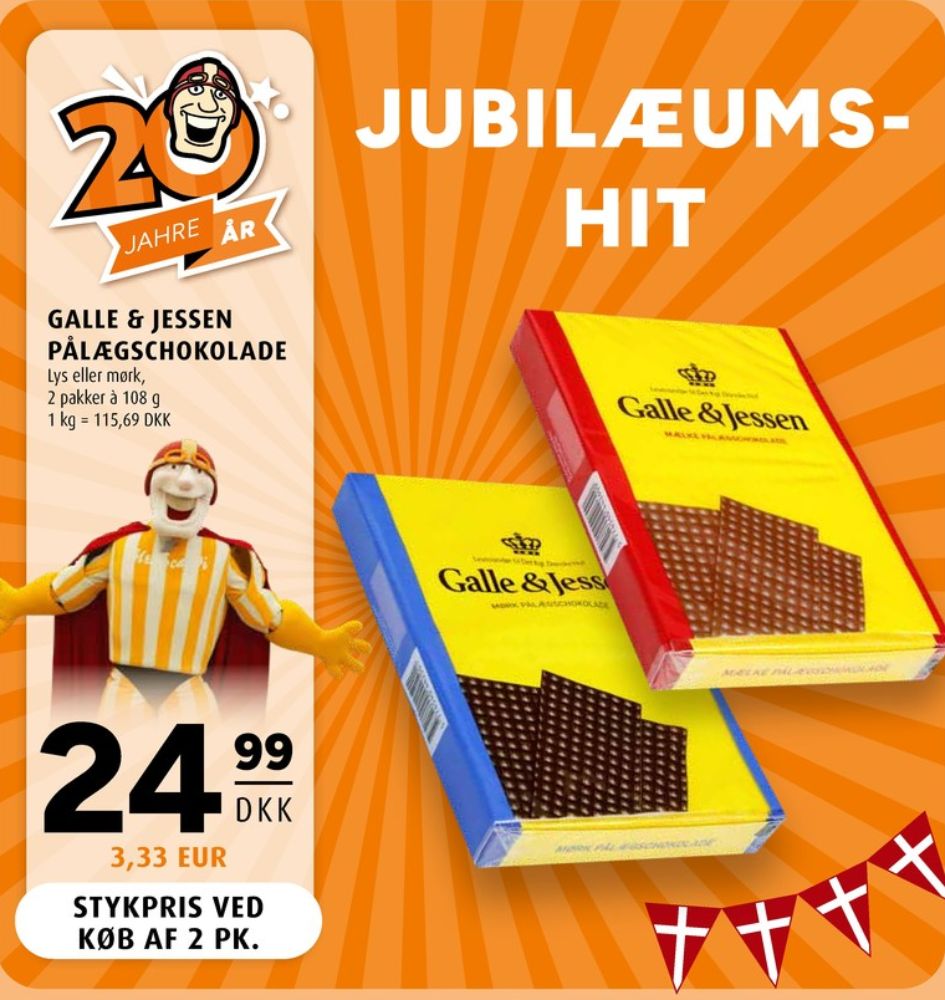 Galle & Jessen, Pålægschokolade Mælk