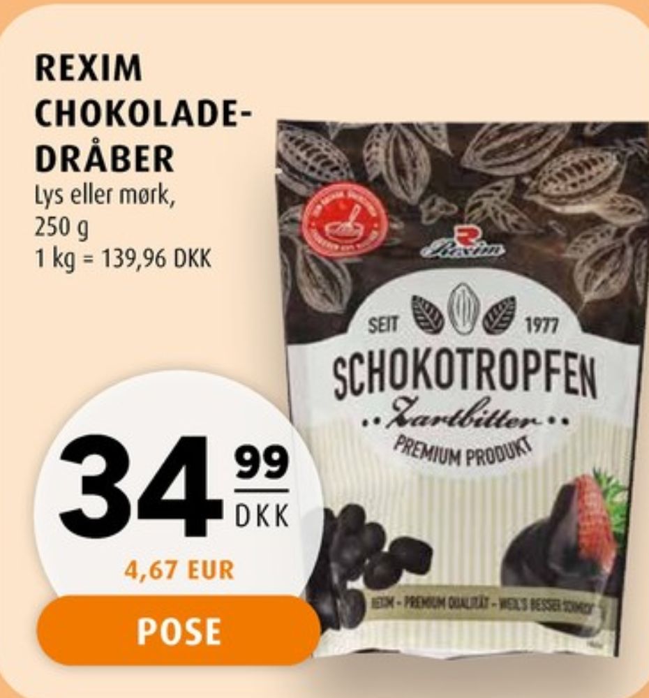 Rexim, Chokoladedråber Mørk