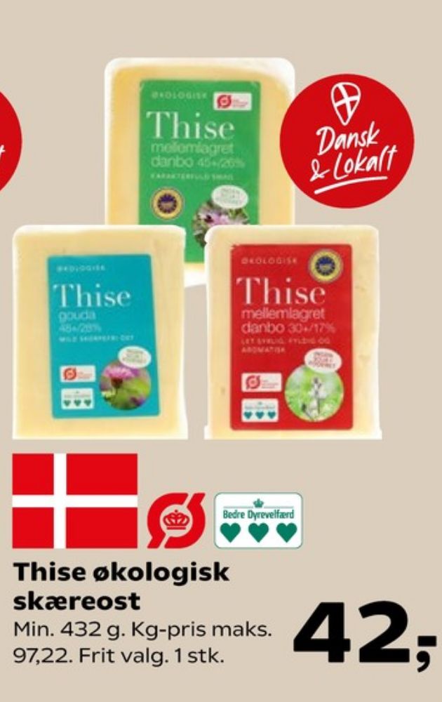 Thise, Skæreost Danbo Mellemlagret 45+/25%