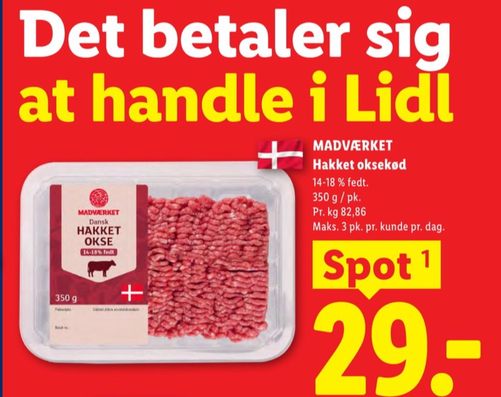 Madværket, Hakket oksekød 8-12%