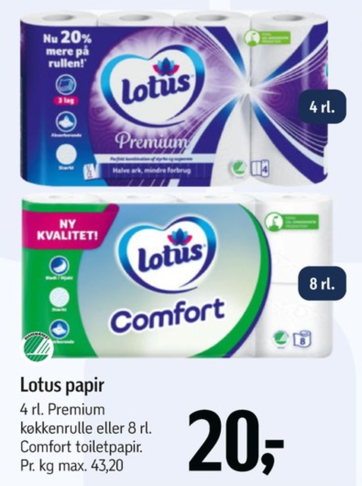 Lotus Comfort, Toiletpapir