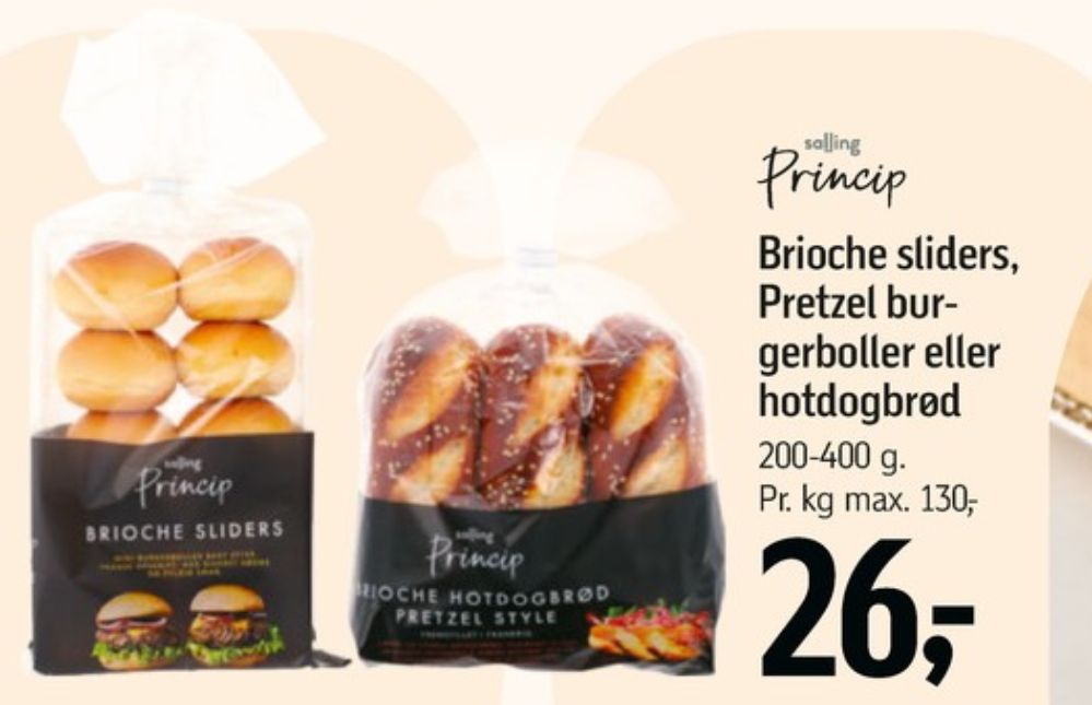 Salling Princip, Brioche Burgerboller Pretzel Style