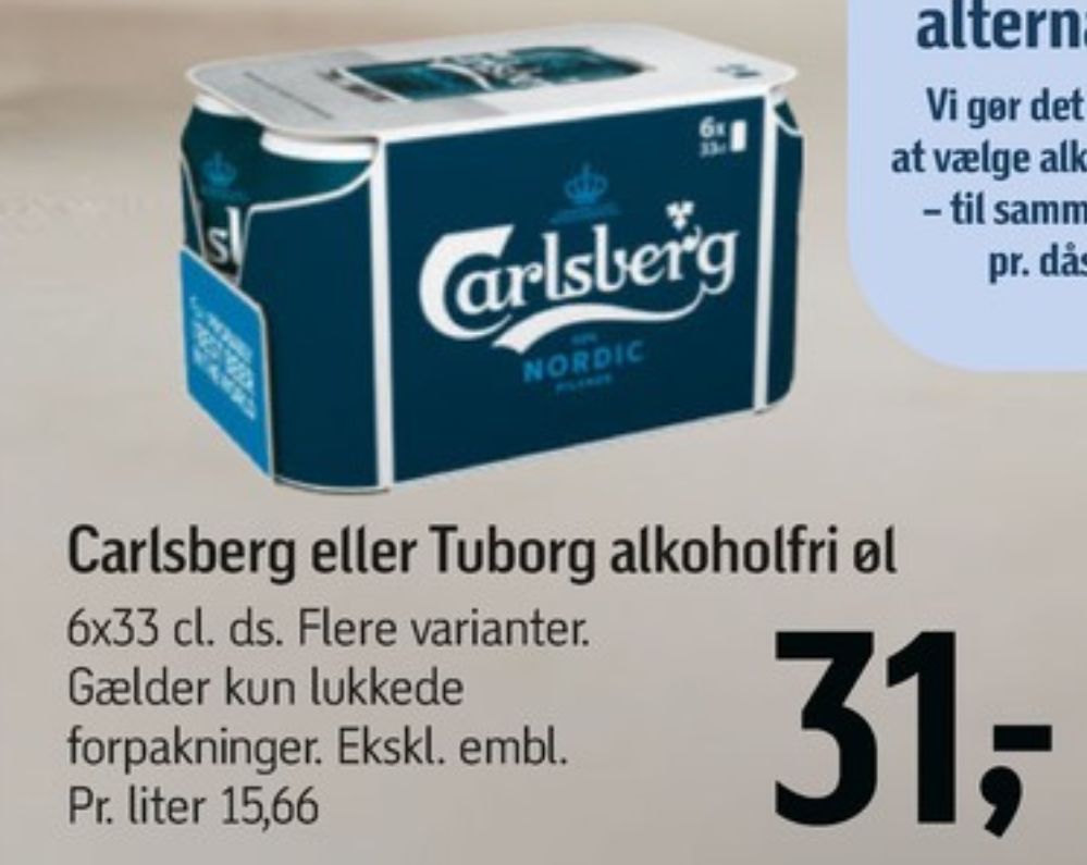 Tuborg Classic 0,0, Øl - Alkoholfri 6 pk.