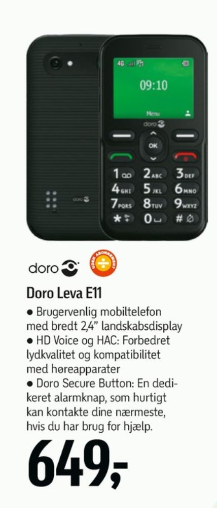 Doro Leva E11, Mobiltelefon