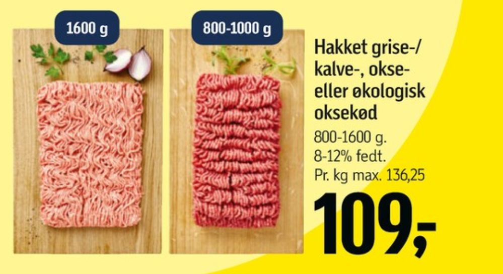 Hakket oksekød 8-12%