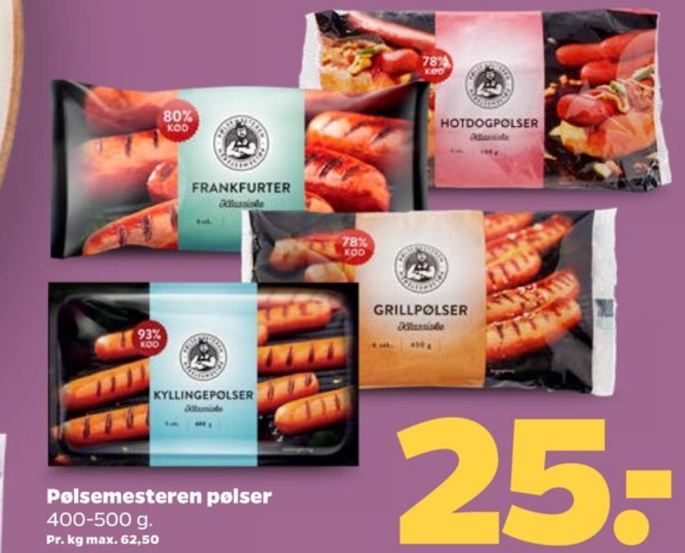 Pølsemesteren, Hotdogpølser